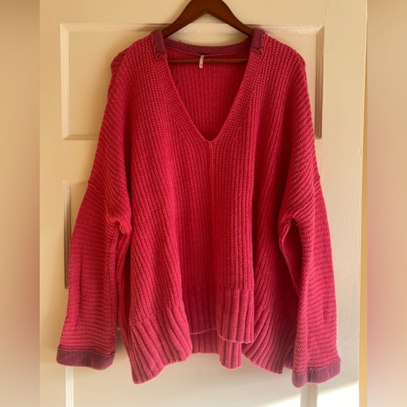 Free People Pink Oversized Dolman Sweater, Size XS - Picture 3 of 4